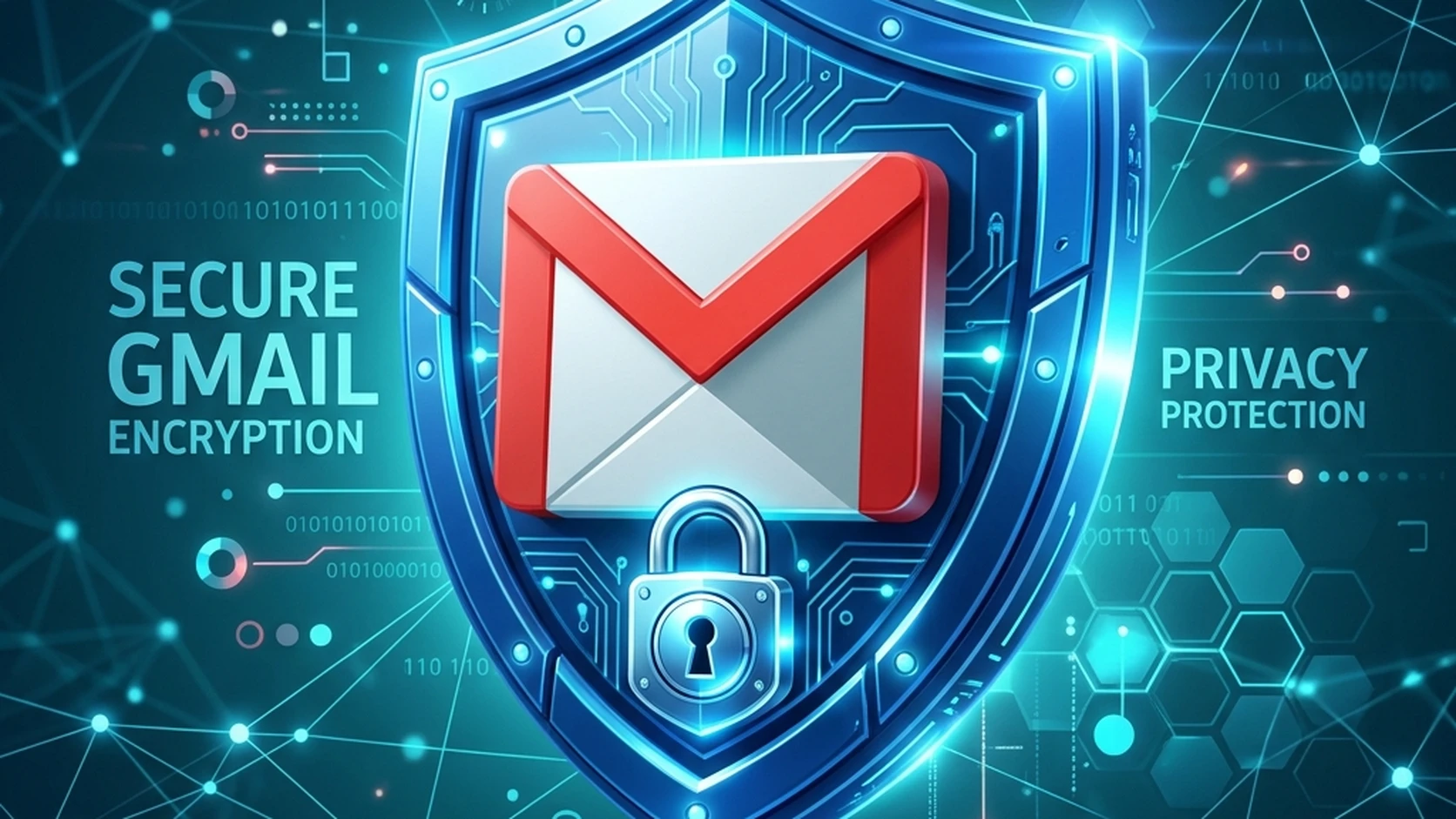 Gmail logo surrounded by privacy shields representing temporary gmail addresses